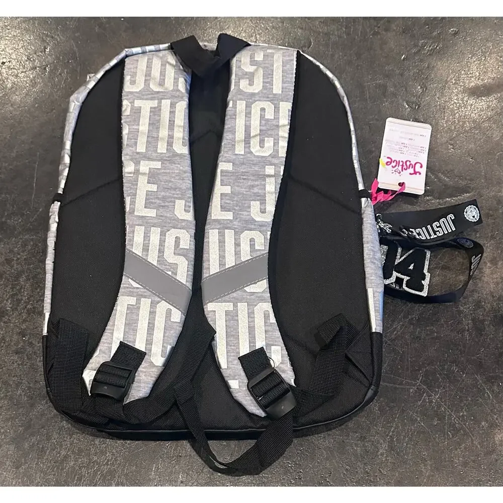 NEW Girls Justice Backpack.  School Bag book bag Silver, Gray